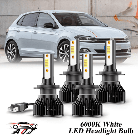 Compatible con Juego de Lámparas Alta/Baja Volkswagen Polo 2017 2018 - 4 Unidades, 10,000LM 6500K Blanco Frío, Bombillas 500% Ultraluminosas, Plug & Play