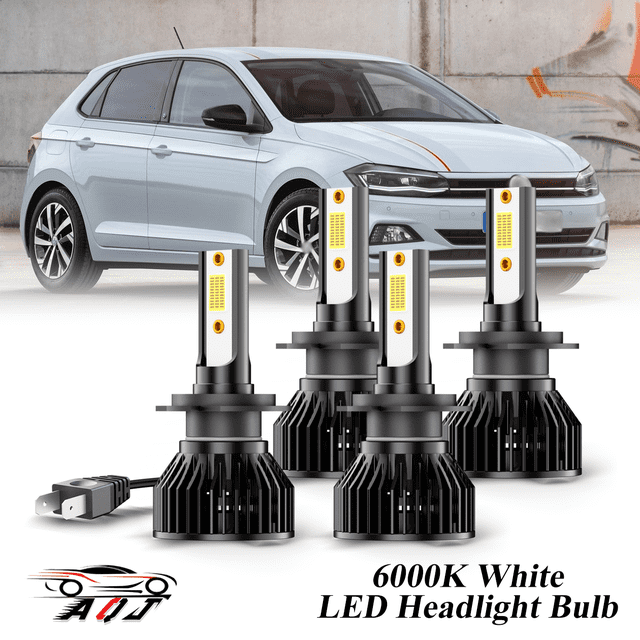 Compatible con Juego de Lámparas Alta/Baja Volkswagen Polo 2017 2018 - 4 Unidades, 10,000LM 6500K Blanco Frío, Bombillas 500% Ultraluminosas, Plug & Play