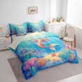 thumbnail image 2 of Feelyou Kawaii Ocean Mermaid Bedding Comforter Set for Kids Boys Girls, Starfish Coral Wildlife Queen Bedding Sets, Blue, Grey Reversible, 7 Pieces, 2 of 7