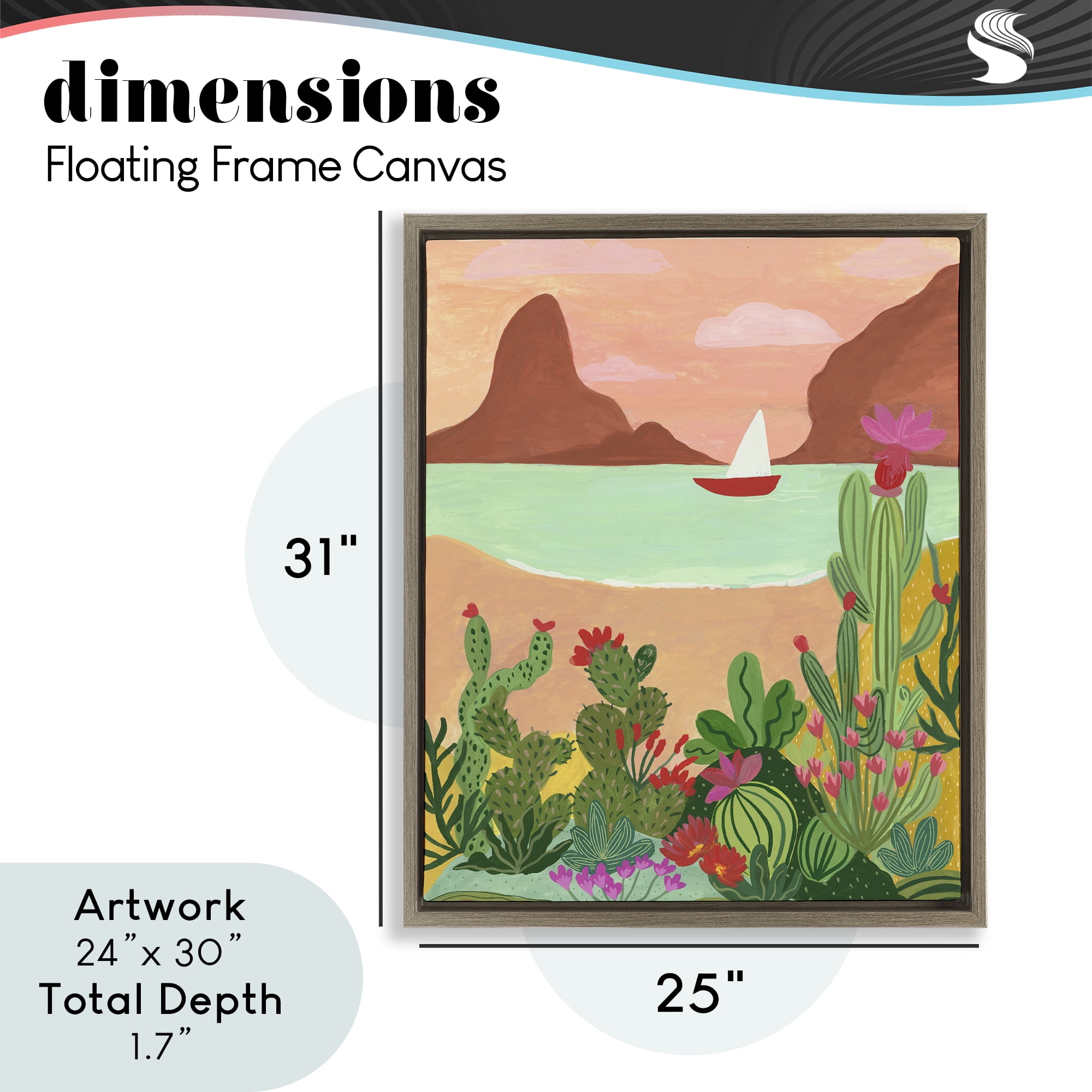 Desert Oasis Boat Brown Framed Floater Canvas Wall Art, design by Nabeela Rumi