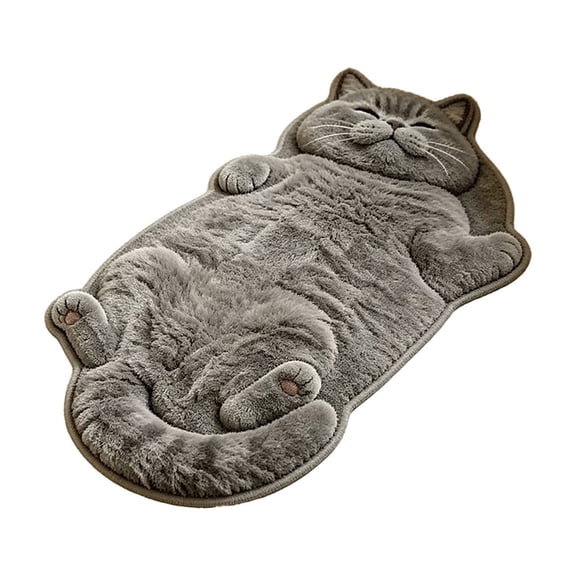 Cute Rug Cat Shaped Bath Mat, 16x24'' Non-Slip Bathroom Rugs Doormat Outdoor Mat with Front Door Mat Soft Plush Floor Mats, Gift for Cat Lovers