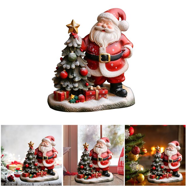 Resin Santa Ornament Featuring Classic Detachable Sleigh Design For Festive Holiday Desktop Display And Long Lasting Seasonal