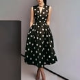 thumbnail image 2 of Women's Sleeveless V Neck Polka Dot Midi Dress, High Waist Flared A-Line Retro Swing Casual Dress with Side Pockets Black S(S), 2 of 5