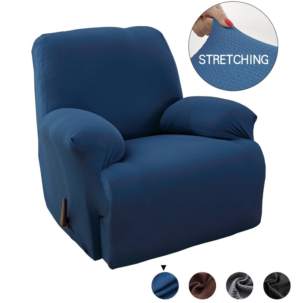 Spandex Pique Stretch Form Fit Recliner Chair Lazy Boy Cover Slipcover-Navy Blue 