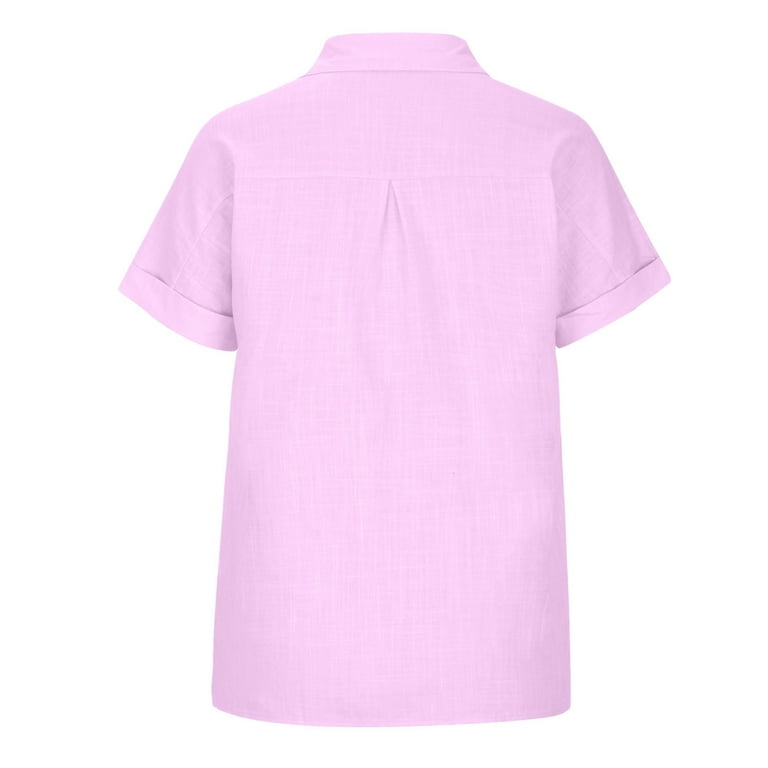 Women's V Neck Long Sleeve Button Down Shirt Button Décor - White