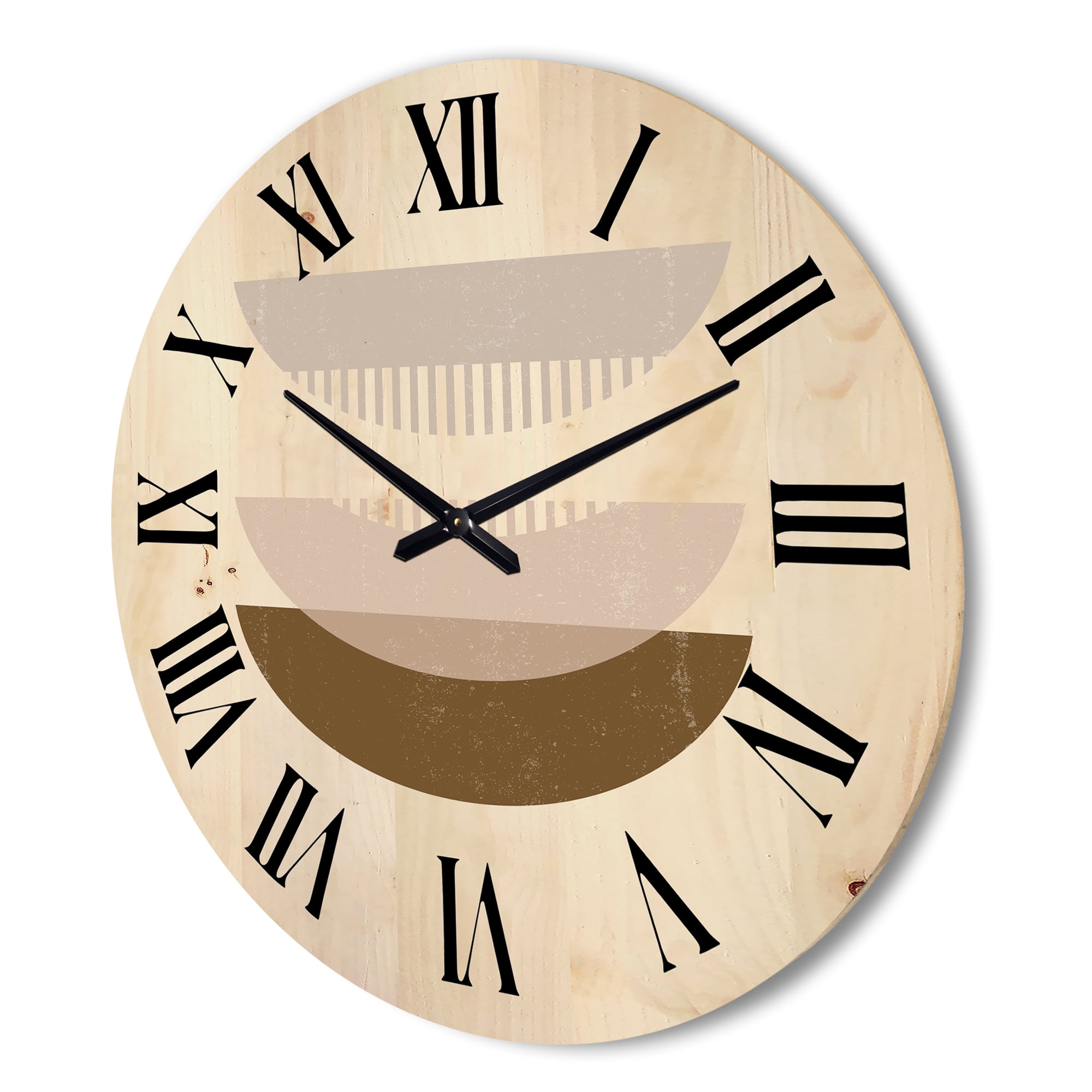 Designart 'Abstract Moon and Sun Geometric Print III' Modern Wood Wall Clock