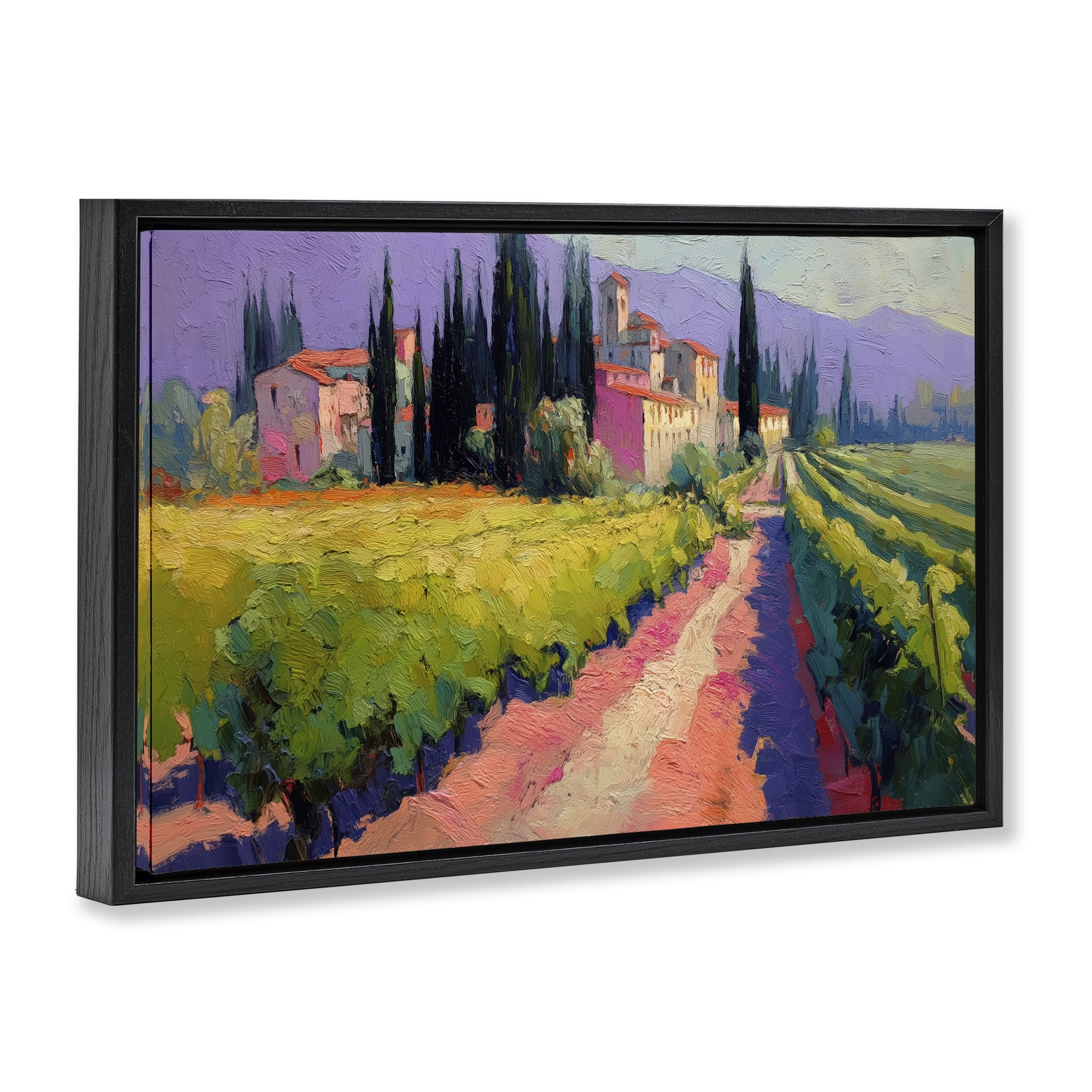 Purple Mountains Village Black Framed Floater Canvas Wall Art, design by Annabelle Hall