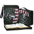 thumbnail image 4 of ZUXONGSY American Flag Wolf Print PU Leather Bible Cover Large Bible Carrying Case for Women Men Lightweight Bible Protective Carrier with Detachable Wristlet Strap Bible Accessories, XL, 4 of 7