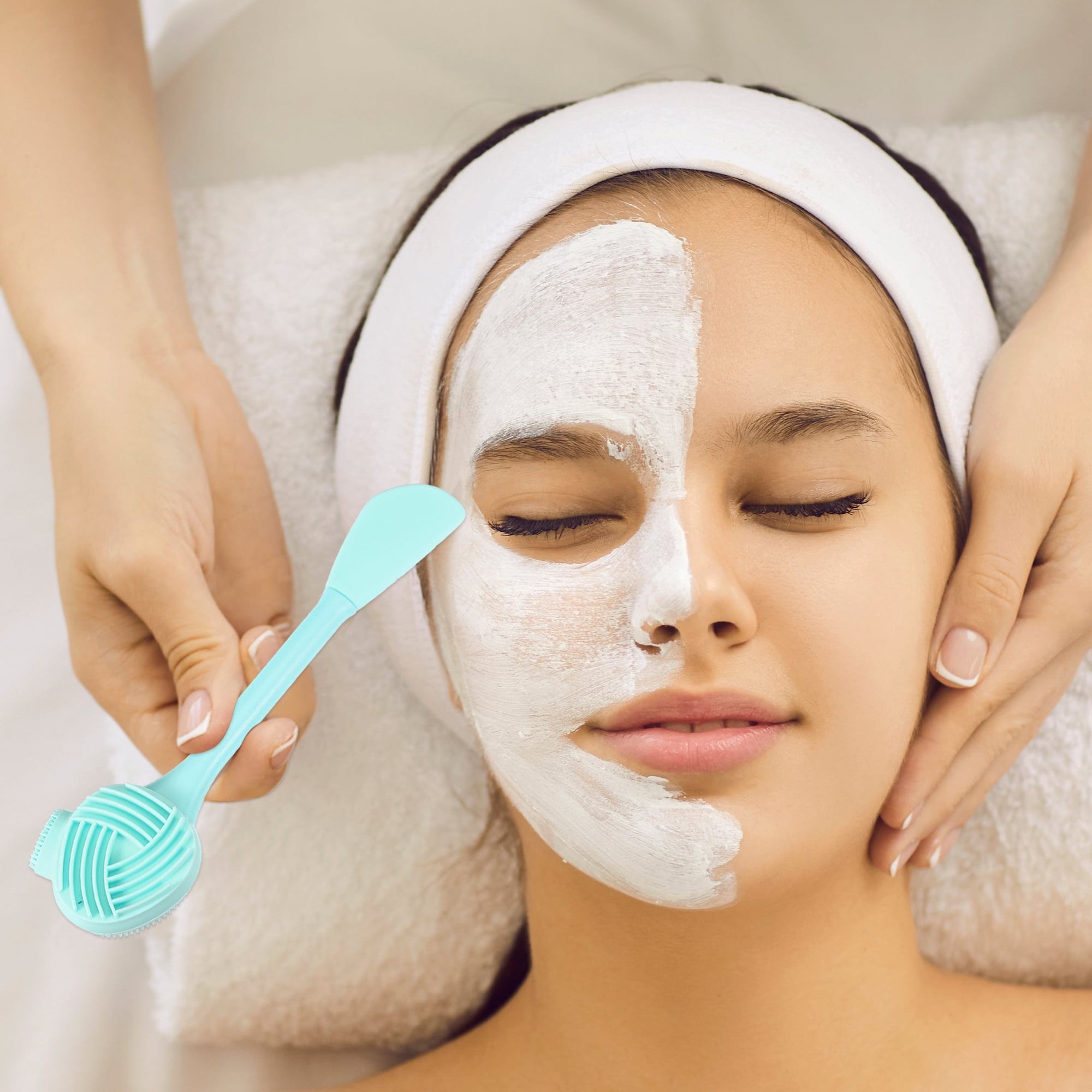 Unique Bargains Silicone Facial Cleansing Brush Handheld Scrubber for Skincare Green