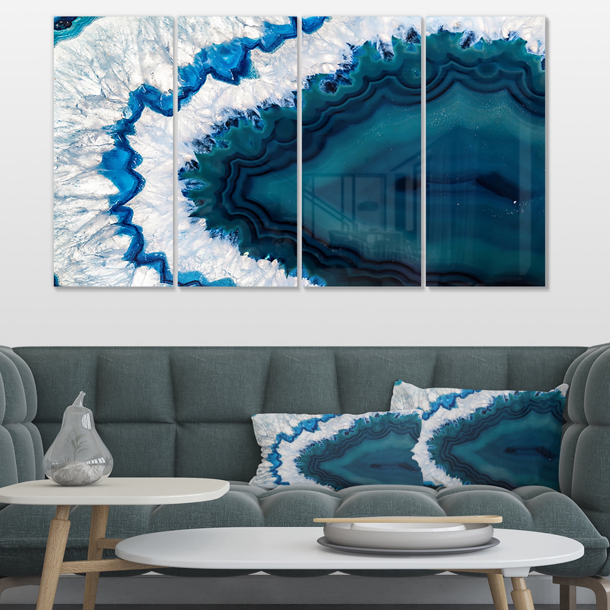Designart 'Blue Brazilian Geode ' Abstract Canvas Wall Art Print