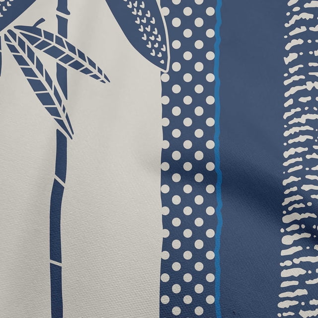oneOone Cotton Poplin Medium Blue Fabric Tropical Craft Projects Decor Fabric Printed By The Yard 56 Inch Wide