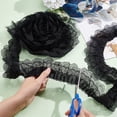 thumbnail image 4 of 10Yards 3-Layer Pleated Chiffon Flower Lace Trim Black Organza Lace Edge Trim Polyester Ribbon for Jewelry Making, 4 of 9