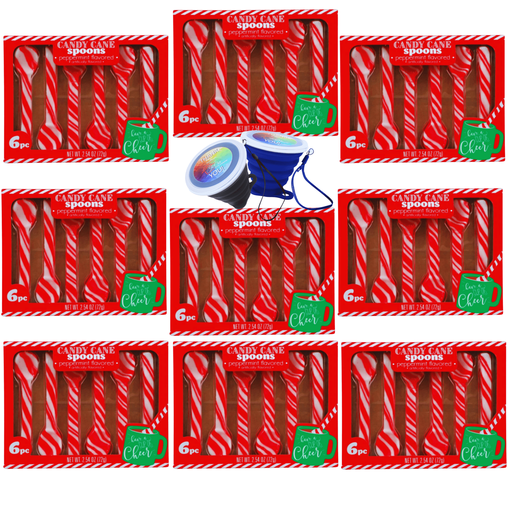 Peppermint Candy Cane Spoons Edible Sweet Puff Flavored Candy Spoon for Hot Chocolate Cocoa Tea