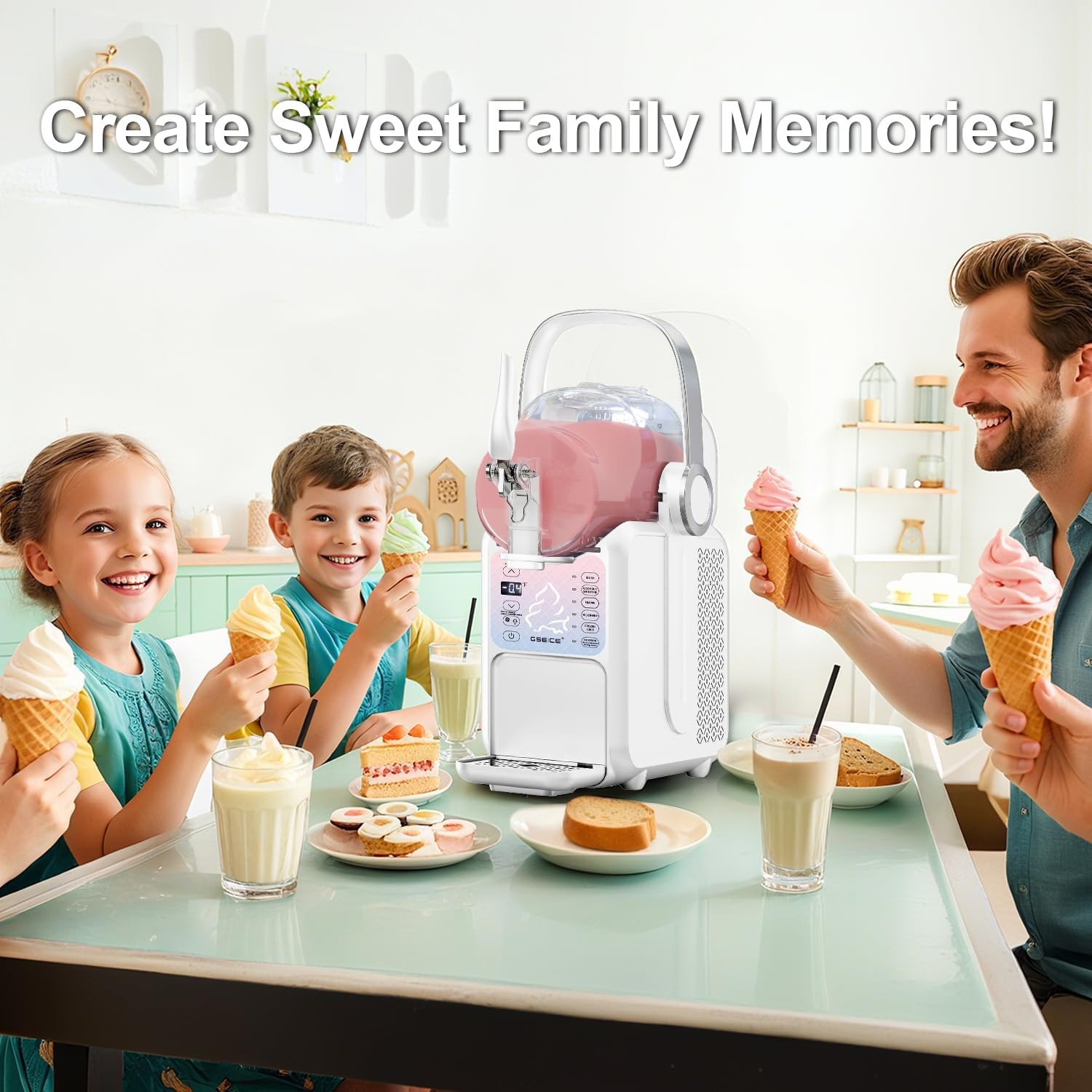 GSEICE 88oz Slushie Machine & Soft Serve Ice Cream Maker 2-IN-1, No Ice Needed Slushy Maker For Home, 6 Preset for Smoothies, Milkshakes, Cocktails, Frappés, Margarita, and Ice Cream