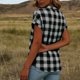 thumbnail image 4 of Blusas para las Mujeres Casual Verano Botón Sólido Cuello en V Suelto Camiseta Blusa Tela Suave Transpirable para la Oficina Casual Uso Diario Camisa de Denim Vestido Mujeres, 4 of 8