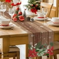 thumbnail image 5 of Burlap Table Runner 70 Inches Long,Christmas Flower Leaf Pine Cones Non-Slip Kitchen Table Runners for Dining Room Everyday Use Party Table Decorations Winter Snowflake Wood Board, 5 of 9