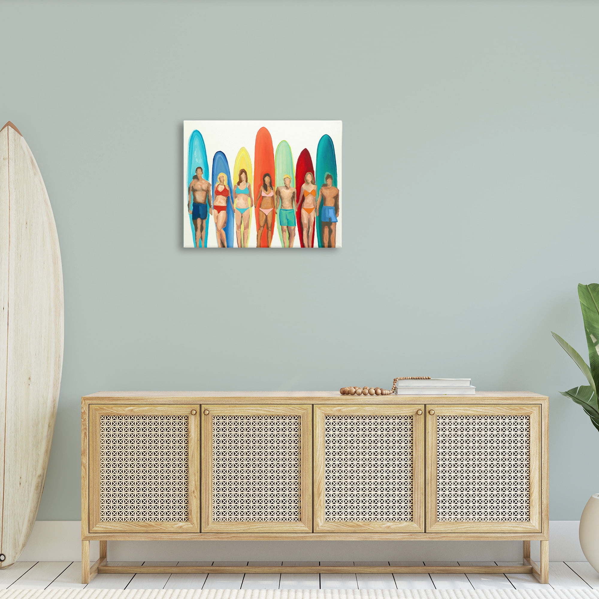 Stupell Industries Abstract Surfer Friends Sports Painting Gallery Wrapped Canvas Art Print Wall Art, 30 x 24