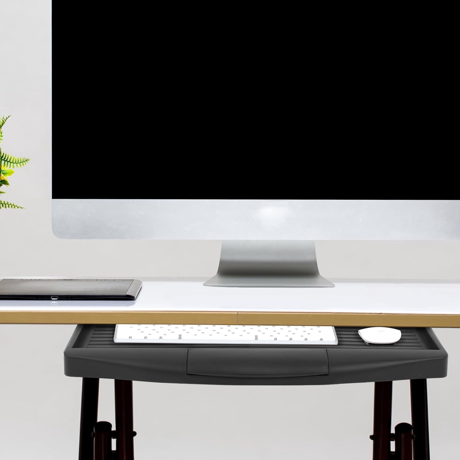 Adjustable Under Desk Keyboard Tray with Slide-Out Drawer, 20.67x9.06 Inches, Saves Space & Reduces Wrist Pain for Home Office and Gaming