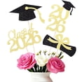 thumbnail image 2 of Bisitoy Double-sided 16 PCS Graduation Decorations 2026 Cake Toppers – Class of 2026 Centerpieces Picks for Graduation Theme Party Decorations Supply (Gold), 2 of 4