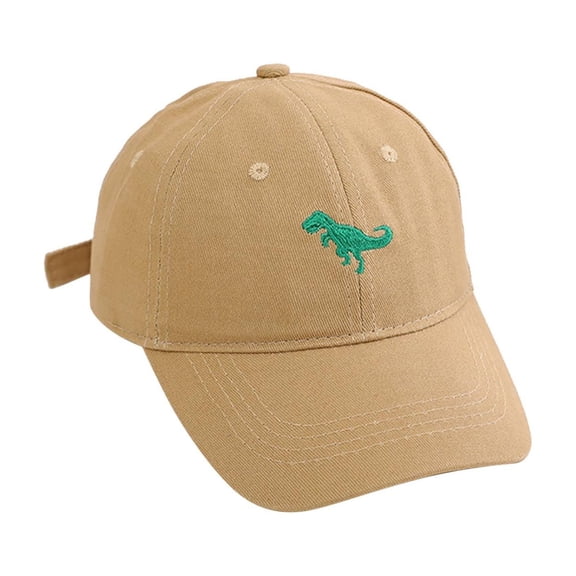 OOOUM Cotton Baseball Cap For Boys Girls Dinosaur Embroidery Cute Sun Hat Outdoor Spring Fall Dad Hat Khaki