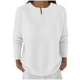 thumbnail image 2 of Vivianyn HD Women's Henley Neck Knit Sweater, Button Front Long Sleeve Casual Top,White,Size S-XXXL, 2 of 7