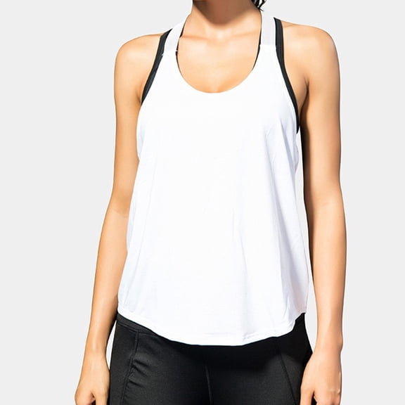 Women's Solid Yoga Tank Top Breathable Sleeveless Athletic Camisole Casual Summer Lightweight ActivewearWhiteXL