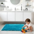 thumbnail image 2 of Civkor Bathroom Rugs, Bath Mats Set 2 Pieces Non Slip, 31x20 Plus 24x16Inch, Machine Washable, Soft Shiny Chenille and Quick Qry, Teal, 2 of 7