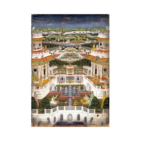 Indian Miniature Painting of a Lavish Palace Complex Print Wall