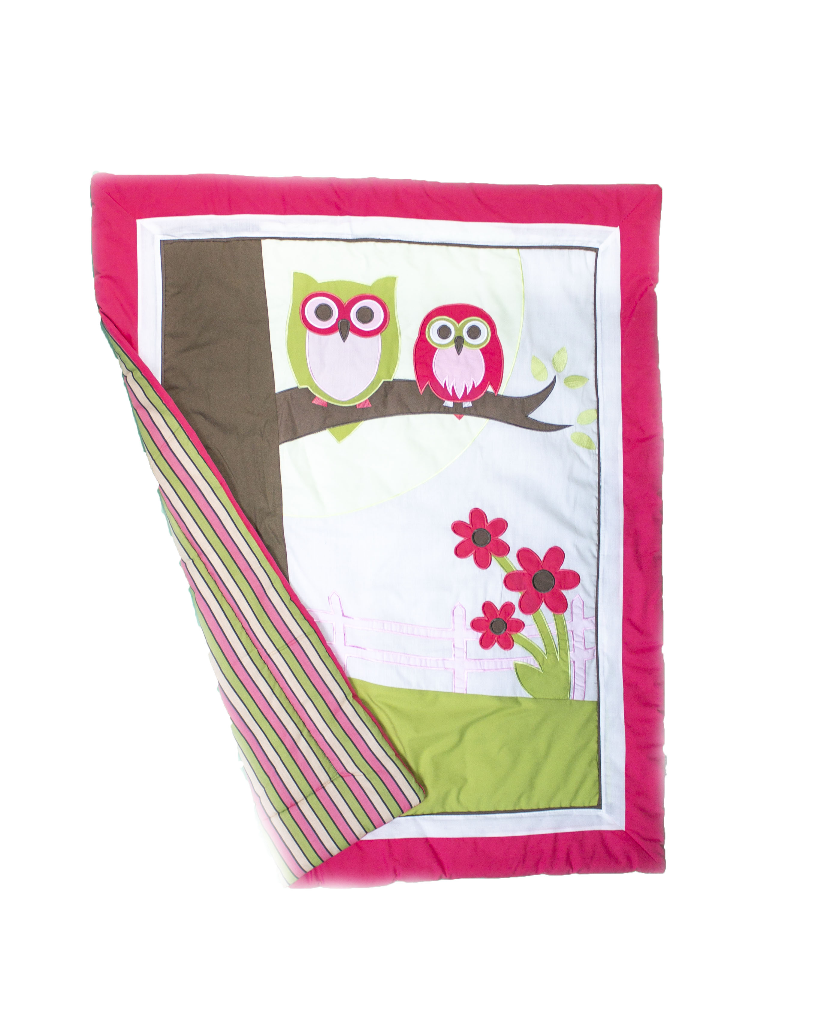 Pam Grace Creations Pink Owl 10 Piece Crib Bedding Set for Girls / Pink/White - image 3 of 11