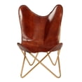 thumbnail image 2 of Carolina Classics Monroe Leather Butterfly Chair in Brown and Gold, 2 of 4