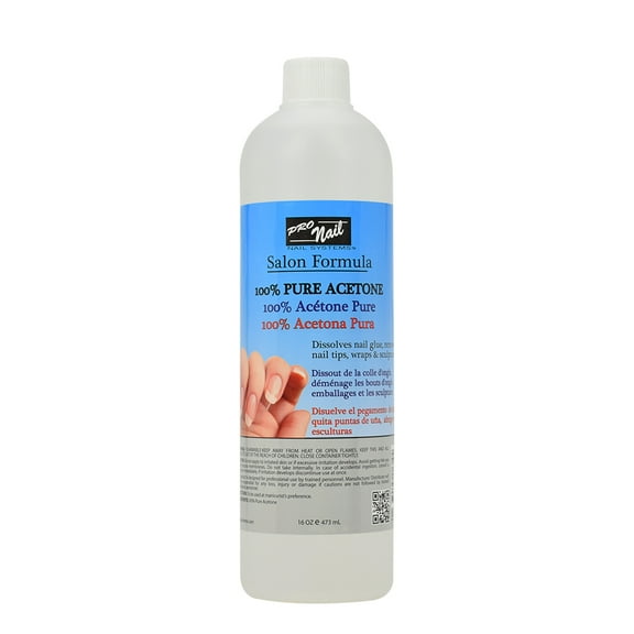 PRO NAIL NAIL SYSTEMS - 100% Pure Acetone Nail Polish Remover For Acrylic Nails, Professional Strength, 16 Oz