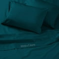 thumbnail image 4 of Egyptian Cotton Sheets Small Double (48" x 75") Size Sheet Set, 4-PCs Bed Sheets, Bedding Sheets & Pillowcases, Small Double Size, Fits 9-12" Deep Pocket Sheets, 600-TC Cotton Sheets, Teal, 4 of 8