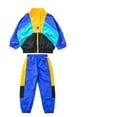 thumbnail image 4 of CUZIBR Unisex Kids Color Block Clothing Sets Stylish Street Retro Tracksuit Outfits Hop Dance Leisure Dailywear For Toddler, 4 of 7