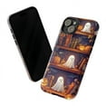 thumbnail image 3 of Halloween Ghost Bookshelf Phone Case for iPhone 16 15 14 13 12 11 Pro Max Mini Plus – Cute Spooky Pumpkin, Cobweb & Autumn Decor Phone Cover, 3 of 6