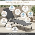 thumbnail image 6 of Resenkos Outdoor Chaise Lounge Chair, 2 Piece Patio Folding Chaise Lounge Chairs Recliner with 6-Level Backrest-Gray, Portable Recliner for Lawn Garden Beach Yard, 6 of 7