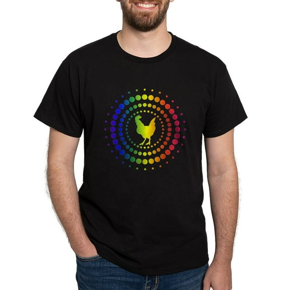 CafePress - Chicken Rainbow Studs Dark T Shirt - Men's Classic Graphic Cotton T-Shirt