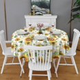 thumbnail image 2 of White Green Leaf Flower Sunflower Pattern Round Tablecloth 60"x60",Wrinkle Wipeable Table Cloth for Kitchen Dining Room Picnic Patio Party, 2 of 6