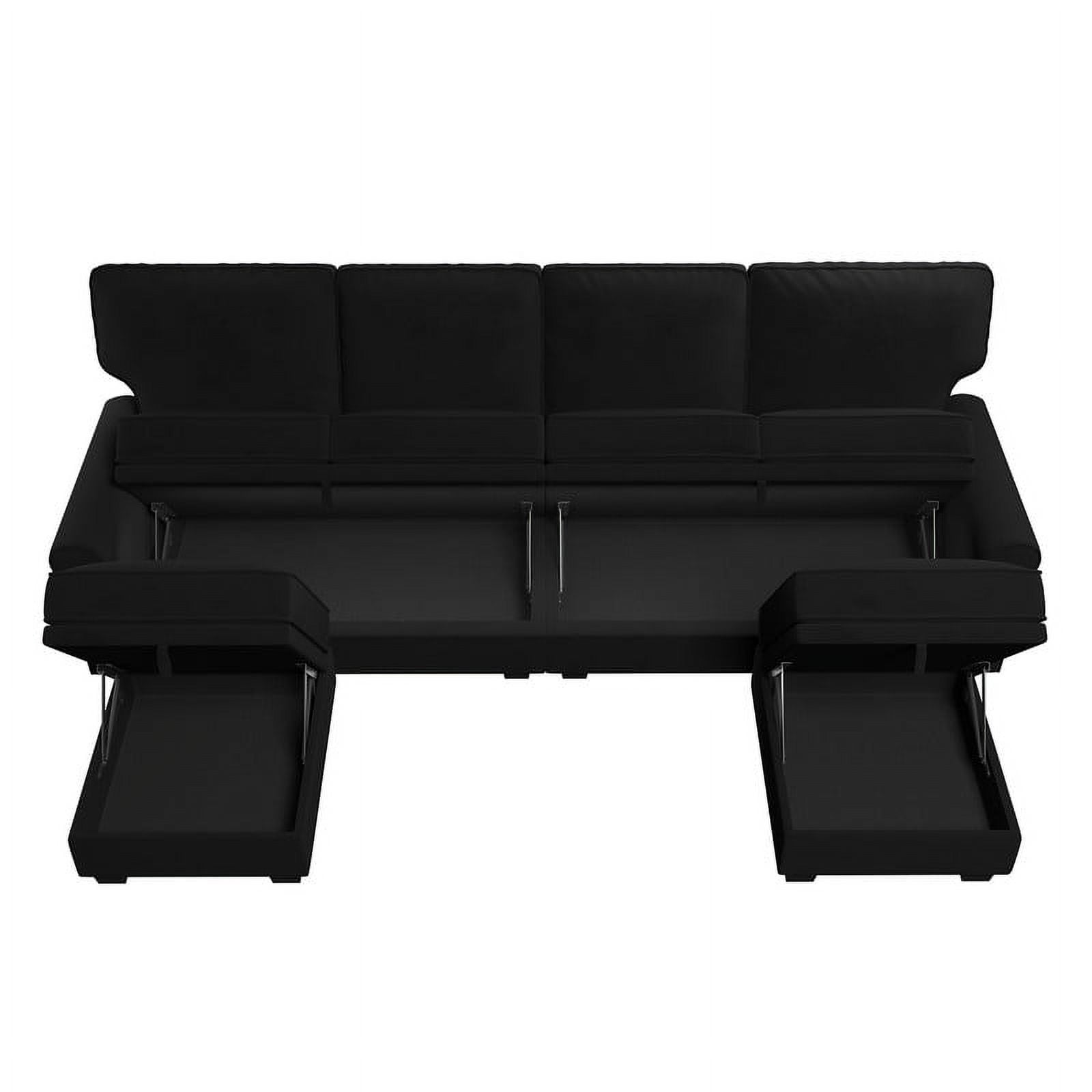 "Honbay Unisex 102.4"" Black Sectional Sofa with Armrests and Chaise, 100% Polyester"