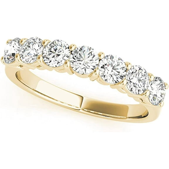 JewelMore 0.50 Carat (ctw) 14K White Yellow White Diamond Ladies 7 Stone Bridal Wedding Band Anniversary Ring 1/2 CT