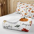 thumbnail image 4 of Erosebridal Autumn Pumpkin Bed Spread Queen 3pcs,Fall Harvest Queen Coverlet Set,Green White,1 Quilt and 2 Pillowcases, 4 of 7