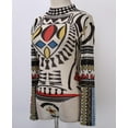 thumbnail image 3 of DuAnyozu Women Geometric Print Long Sleeve Bodysuit Leotard Jumpsuit Top Blouse, 3 of 4