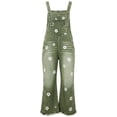 thumbnail image 6 of Ruohan Women's Floral Denim Overalls Adjustable Straps Wide Leg Fringe Hem Jumpsuit, 6 of 6