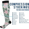 thumbnail image 4 of FREEAMG High Elasticity Compression Socks, High Knee Socks Adult Universal Leisure Relieve Fatigue,Beautiful Pink Flower Tropical Palm Leaves Travel Daily with Running (1 Pair), 4 of 7