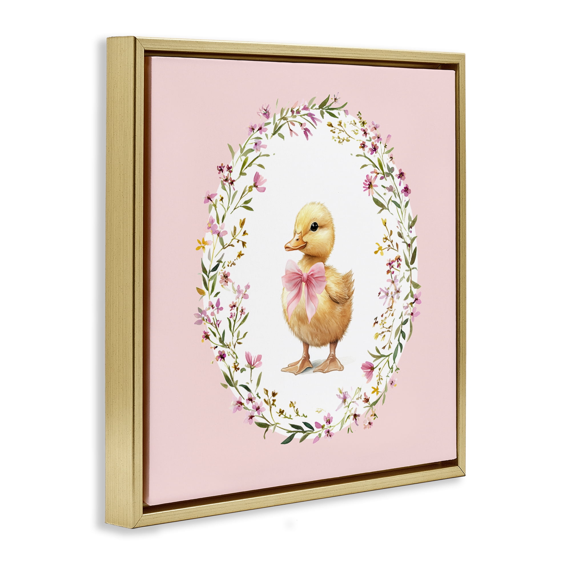 Stupell Industries Blush Pink Duckling Gold Framed Floater Canvas Wall Art, design by Christine Simpson Art