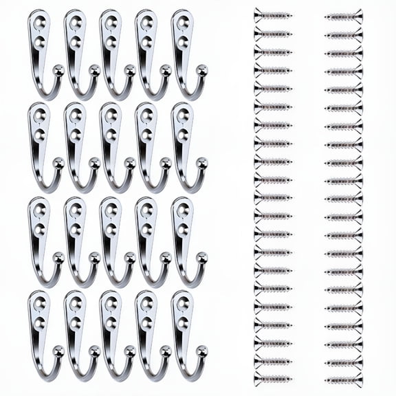 LAMIRO 10pcs Over The Door Hooks for Hanging with Screw Metal Single Hook Clothes Hat Coat Robe Wall Door Hangers Hooks Silver
