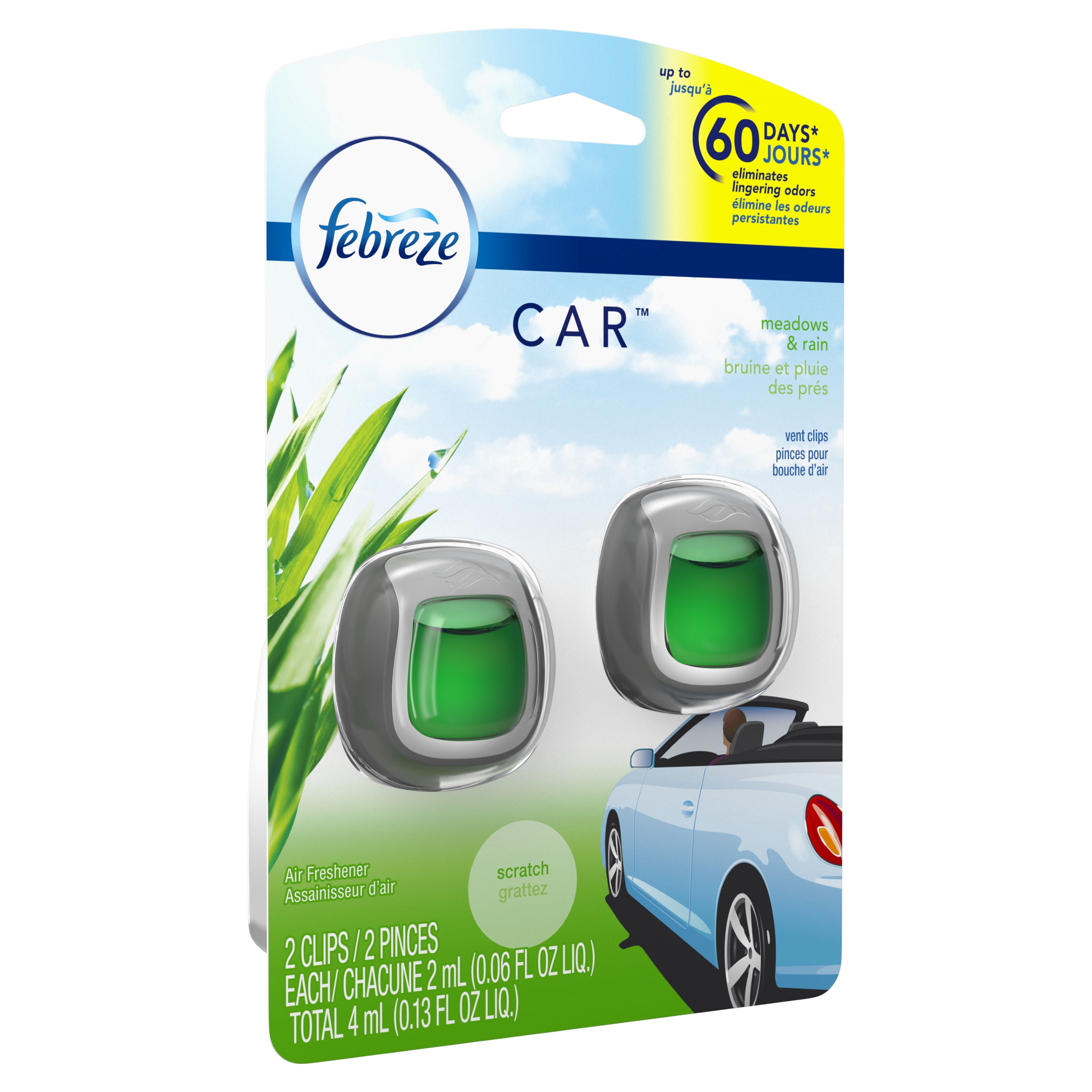 Febreze Car Air Freshener Vent Clip Meadows Rain 2 Count Febreze Car Air Freshener Vent Clip Meadows Rain 2 Count