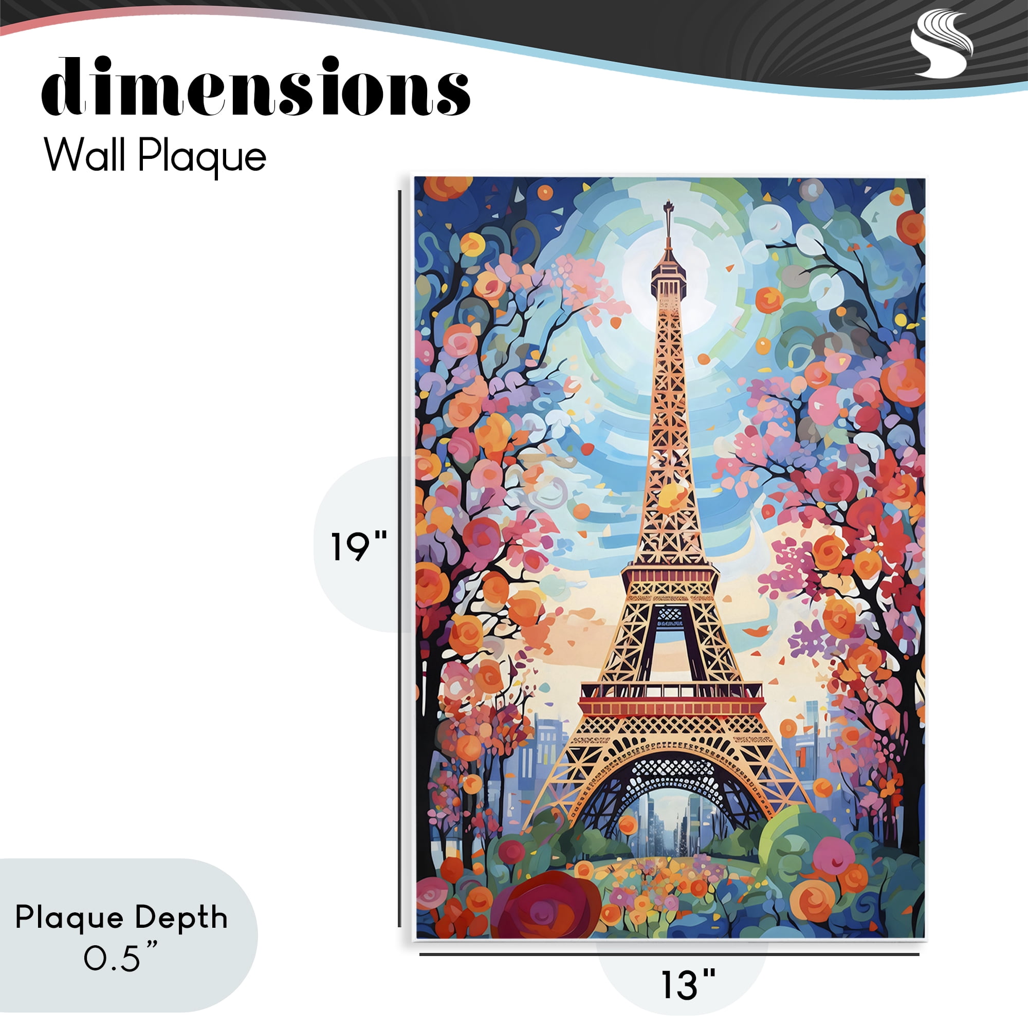 Stupell Industries Eiffel Tower Nighttime Bloom Wall Plaque Art, design by Creative Studio