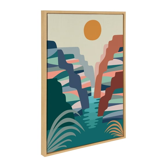 Kate and Laurel Sylvie Grand Canyon Framed Canvas Wall Art by Rachel Lee, 23x33 Natural, Colorful Grand Canyon Illustration Art