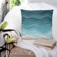 thumbnail image 4 of Turquoise Waves Throw Pillow Covers, Soft Pillowcases with Invisible Zipper, Simple Ombre Abstract Sea Waves Art Decorative Square Pillow Cushion Covers for Living Room Couch Sofa Bed 18x18 Inches, 4 of 8