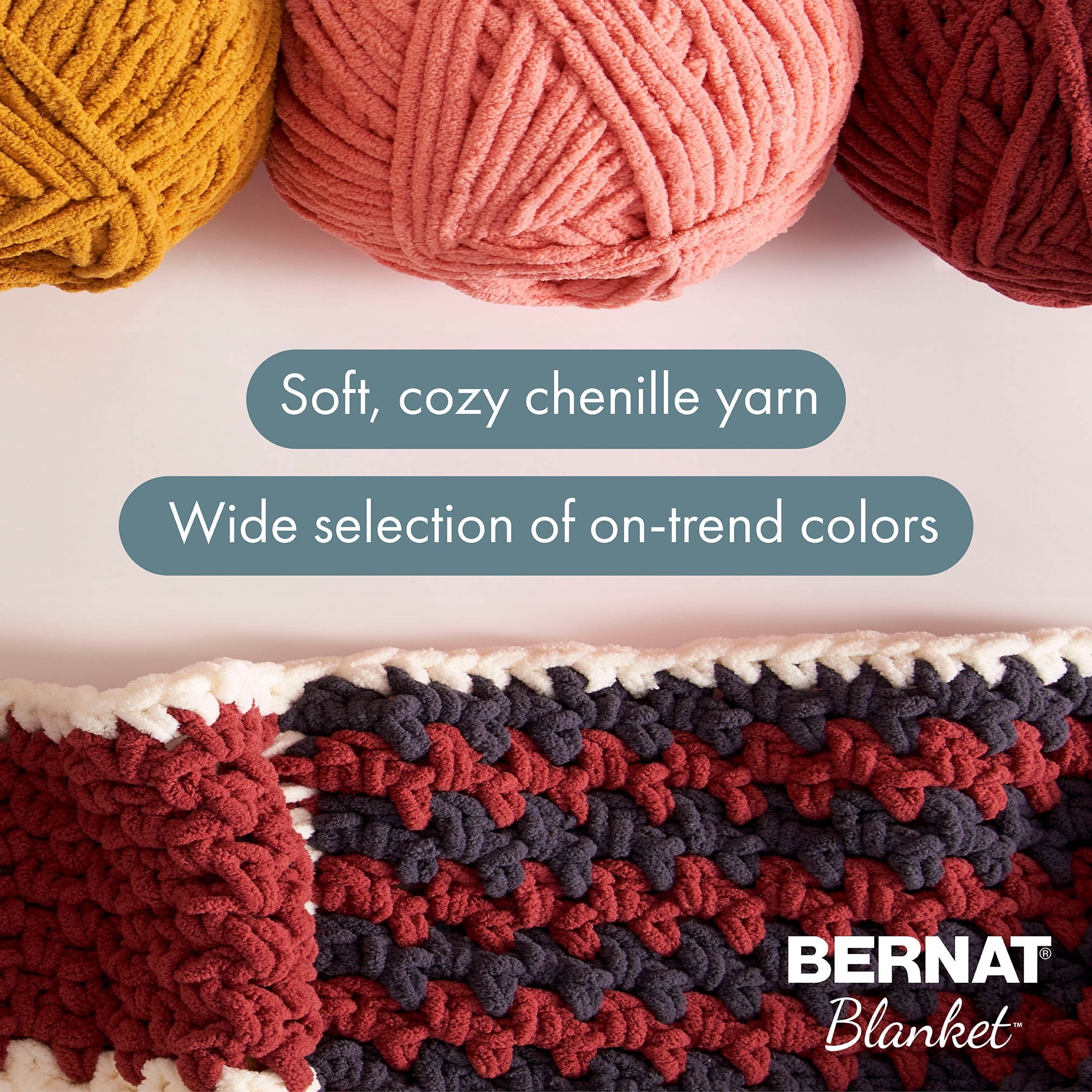 Bernat® Blanket™ #6 Super Bulky Polyester Yarn, Purple Sunset 10.5oz/300g, 220 Yards, Polyester #6 Super Bulky Yarn